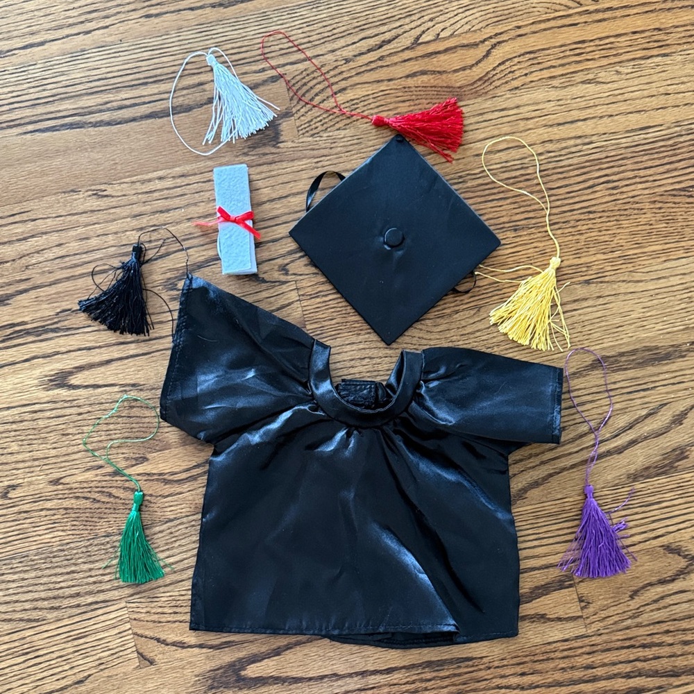 Build-A-Bear Black Graduation Cap with Red Tassel